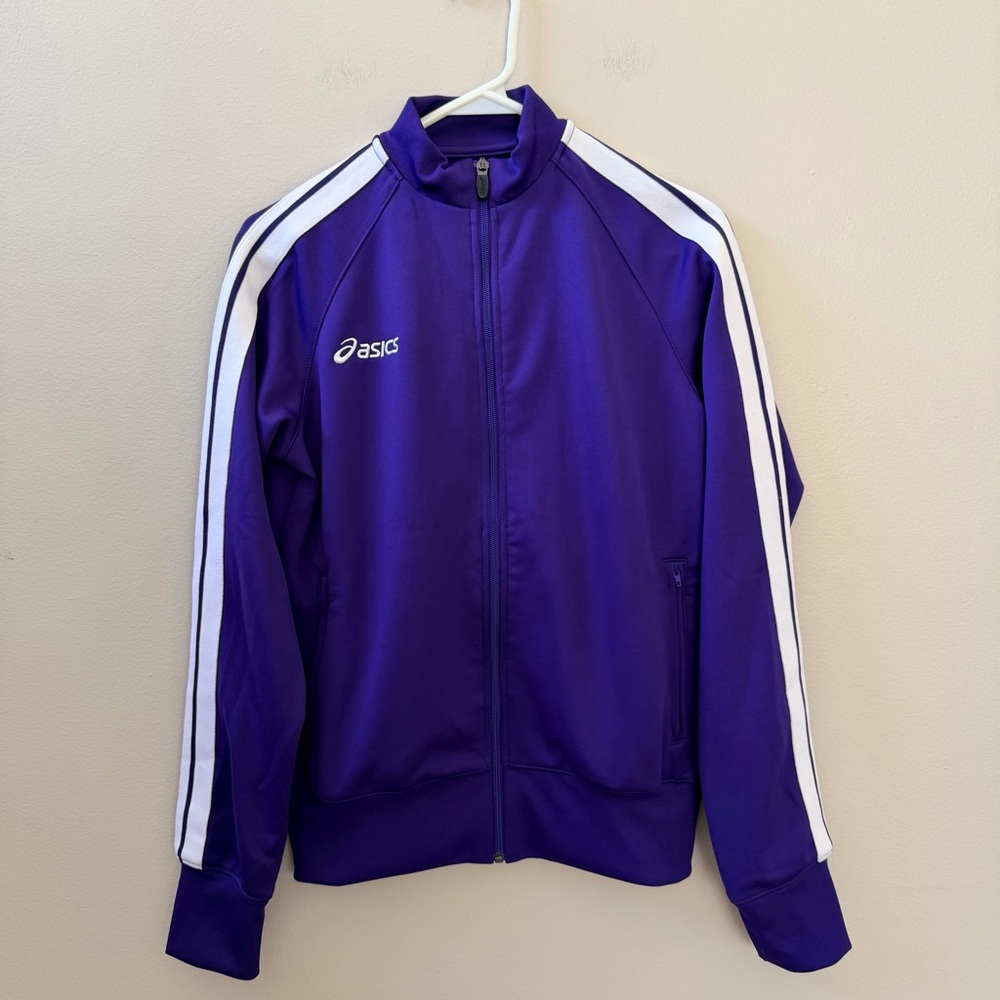 Asics Purple and White Women's Full Zip Sweatshirt Sz S